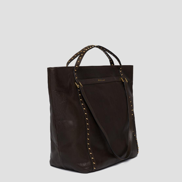 Replay Leather Bag With Studs Brown