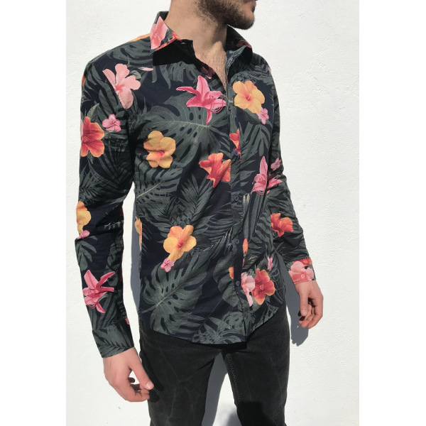 Men's Floral Printed Shirt Long Sleeves