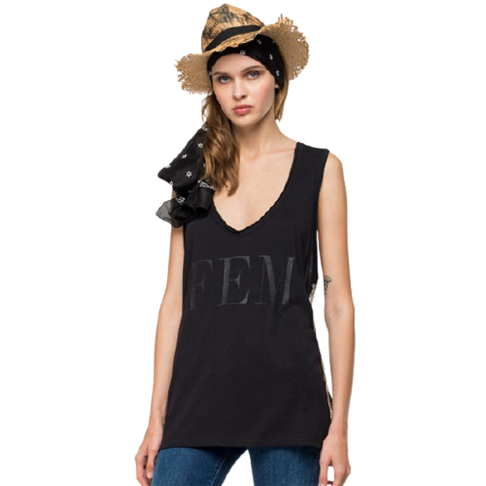 Replay Women's Sleeveless T-shirt With Fringes