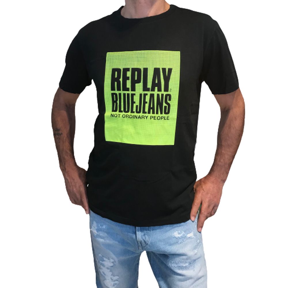 Replay CREWNECK Men's T-Shirt Black