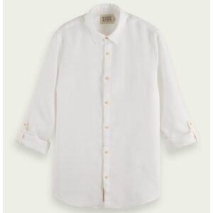 Scotch & Soda White Regular-Fit Linen Shirt