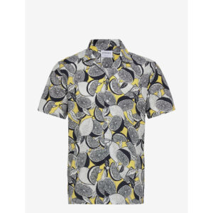 Lindbergh Men's Resort Collar Shirt Yellow Print
