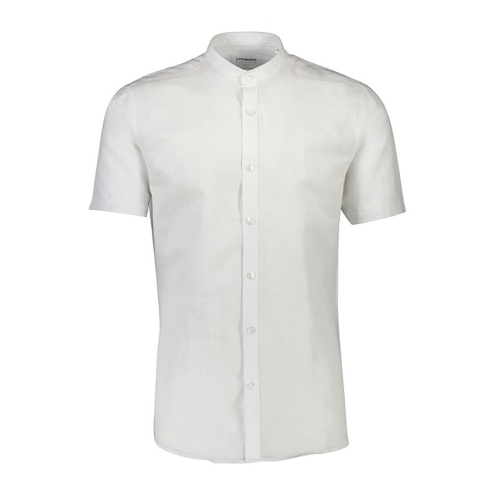Lindbergh Men's SS Mandarin Shirt Linen Blend