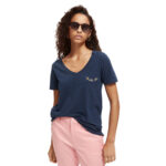 Scotch & Soda Women's Embroidered v-neck T-shirt