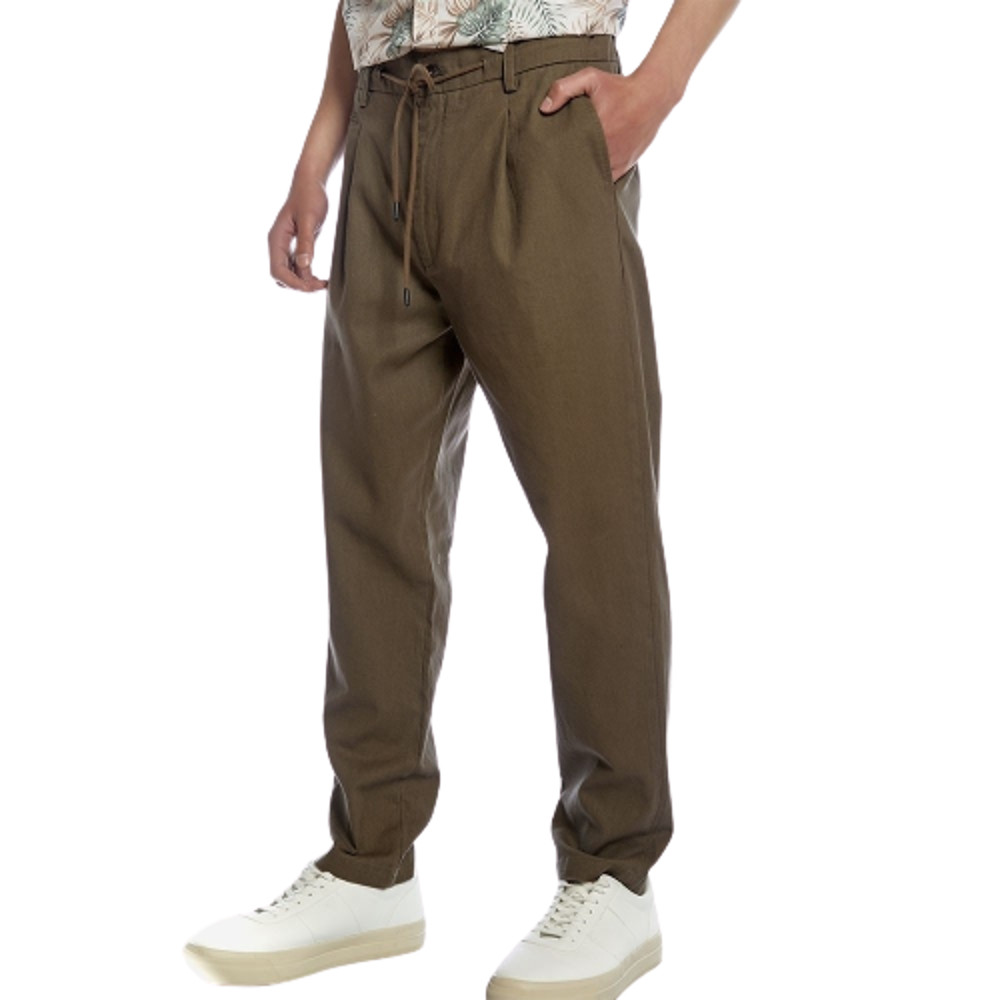 Brokers Men's Linen-Blend Khaki Pant