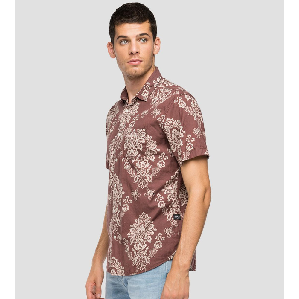 Replay Short-Sleeved Shirt With Damask Print