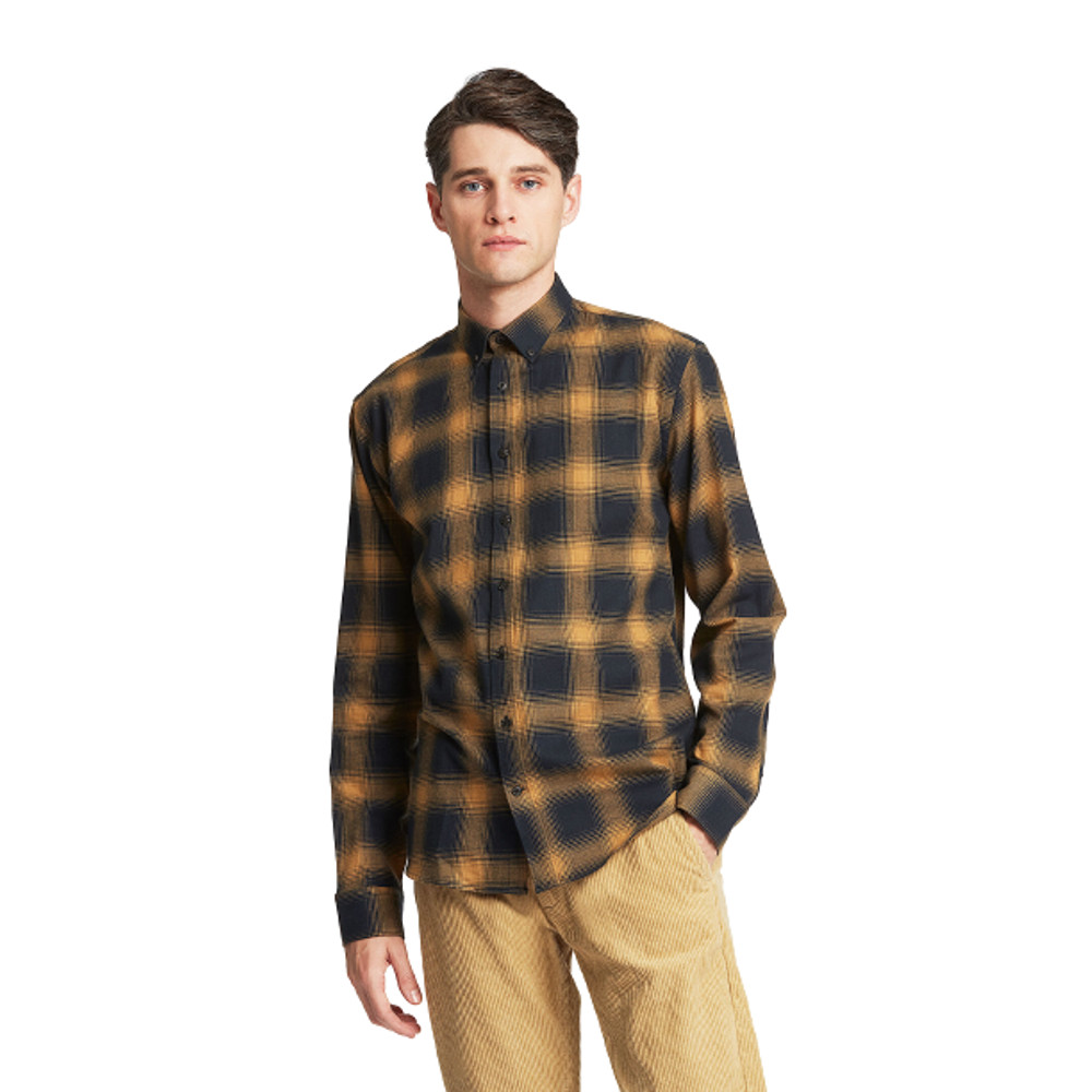 Lindbergh Flannel Shirt Relaxed Fit Mid-Brown