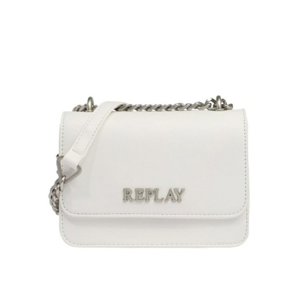 Replay Solid-Colored White Crossbody Bag