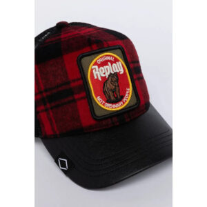 Replay Cap With Bill In Checked Wool With Bear Patch